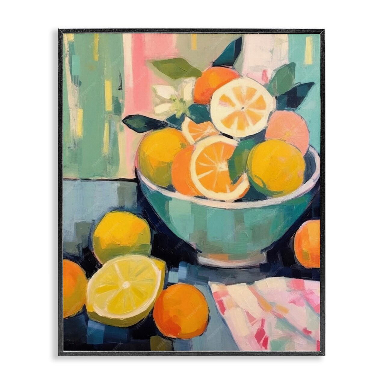 Stupell Industries Orange & Lemon Bowl Framed Giclee Wall Art Design by LSR Design Studio